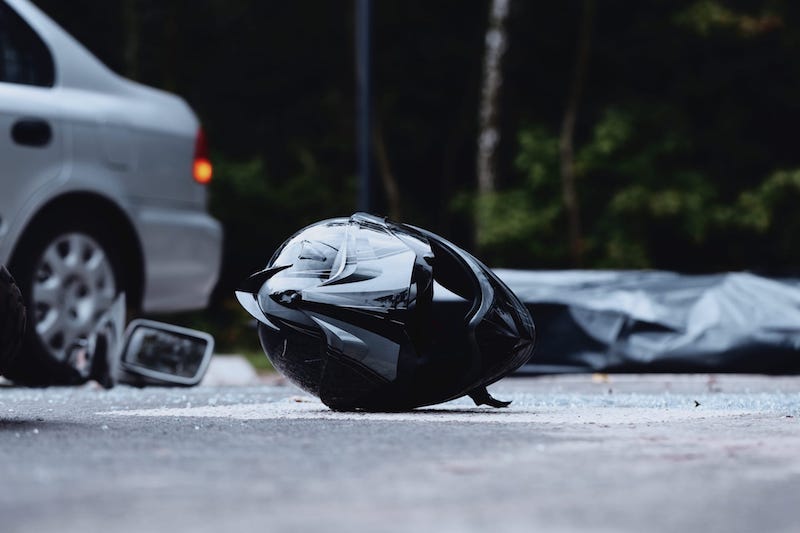 Motorcycle Helmet Laying On The Ground